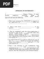 Affidavit of Discrepancy: Republic of The Philippines City of