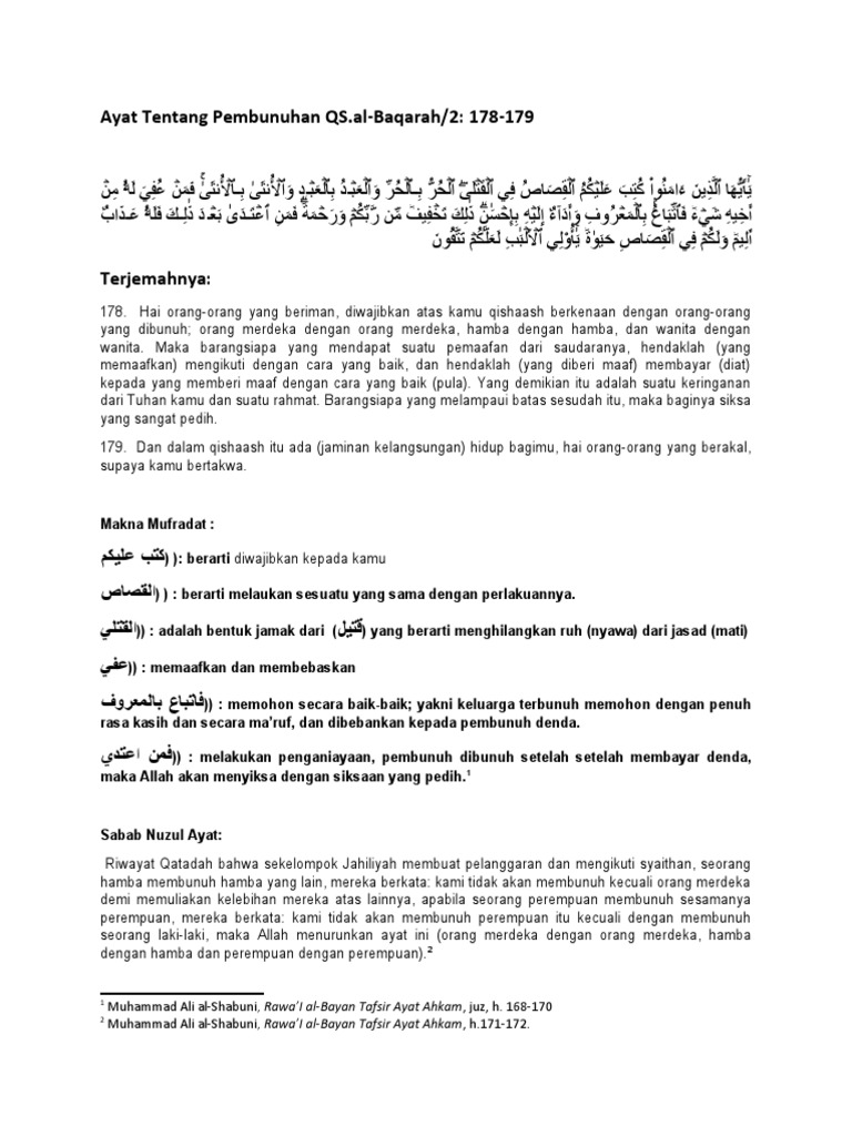 Ayat Tentang Pembunuhan QS | PDF