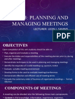 Unit 3 - Planning and Managing Meetings