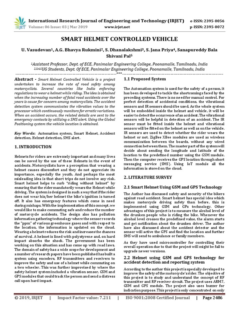 Smart Helmet Controlled Vehicle | PDF | Modem | Internet Of Things