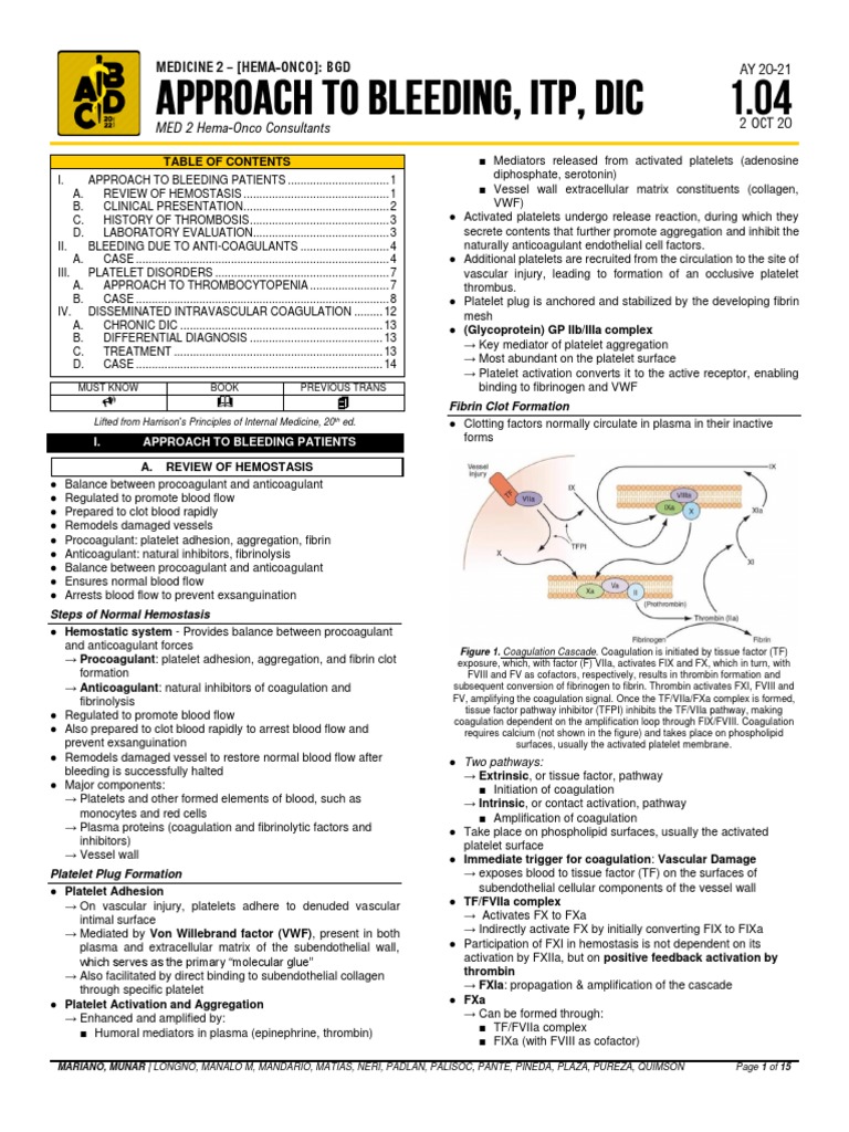 Approach to Bleeding Patients in Hematology | PDF | Coagulation | Platelet