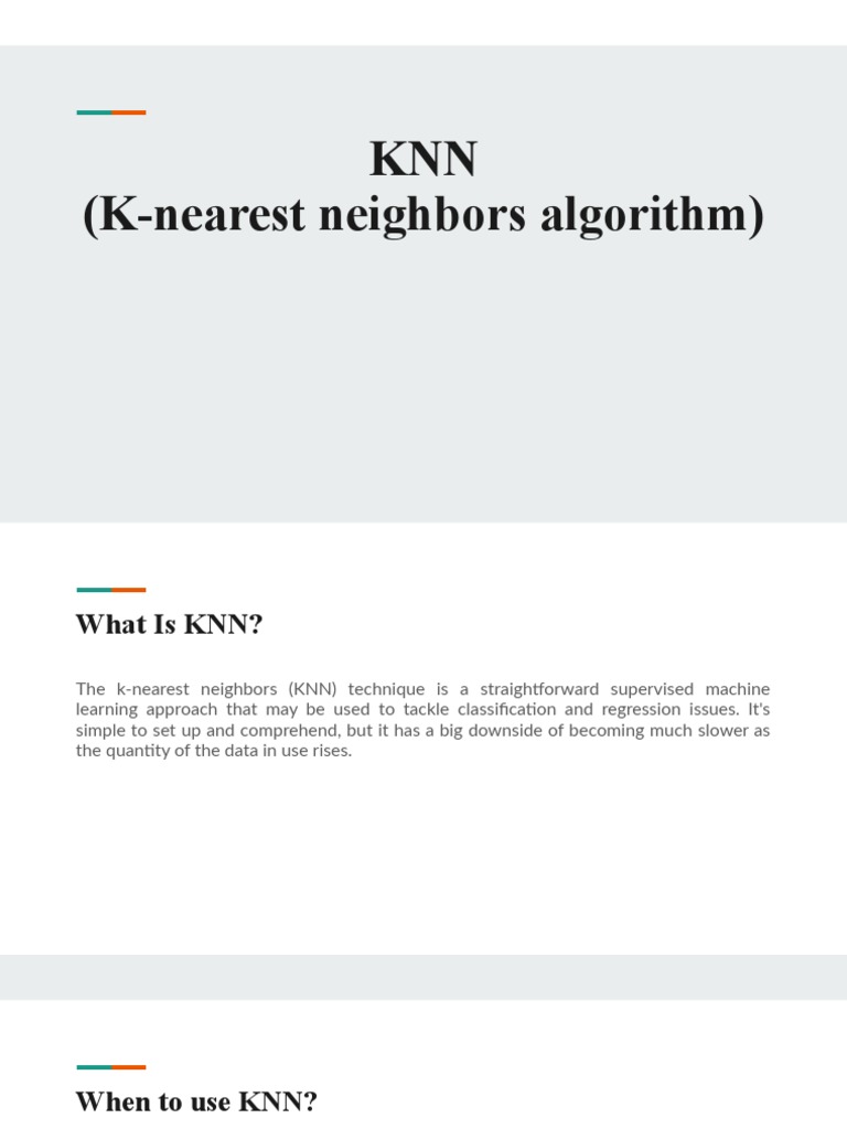 KNN K Nearest Neighbors Algorithm | PDF
