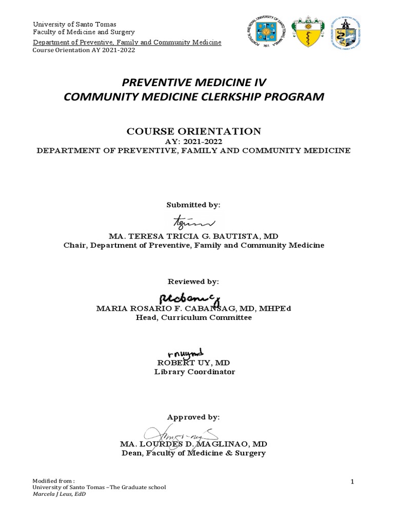 UST Preventive Medicine IV Course Guide | PDF | Health Care | Medicine