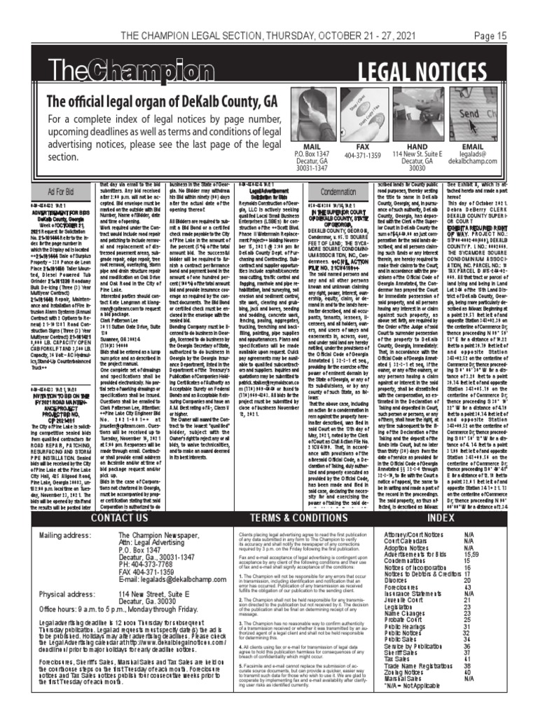 The Champion Legal Ads: 10-21-21 | PDF | Eminent Domain | Justice