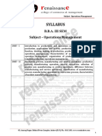 Syllabus: B.B.A. Iii Sem Subject - Operations Management