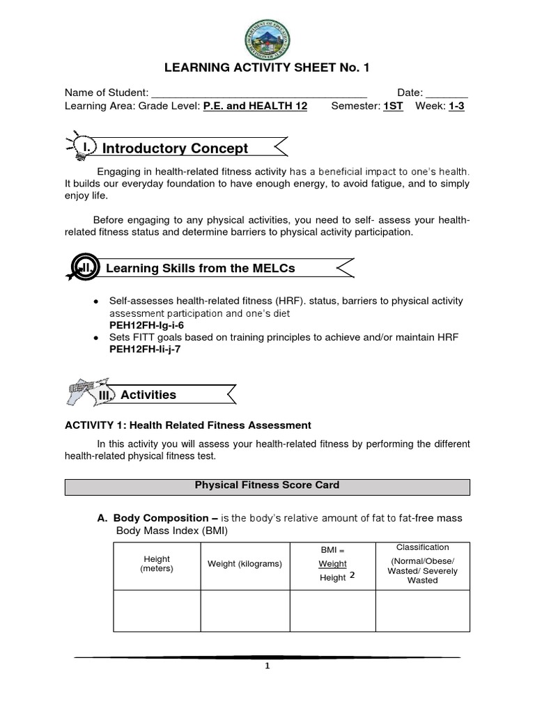 Health-Related Fitness Assessment Guide | PDF | Heart Rate | Physical ...
