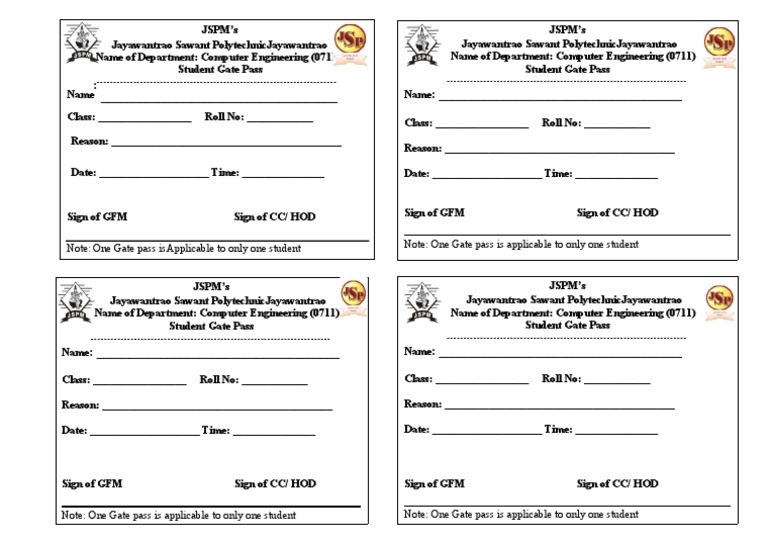 Gate Pass Format PDF Computing Computer Science