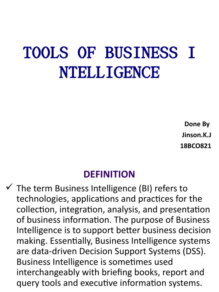 Business Intelligence Tools Overview | PDF | Business Intelligence ...