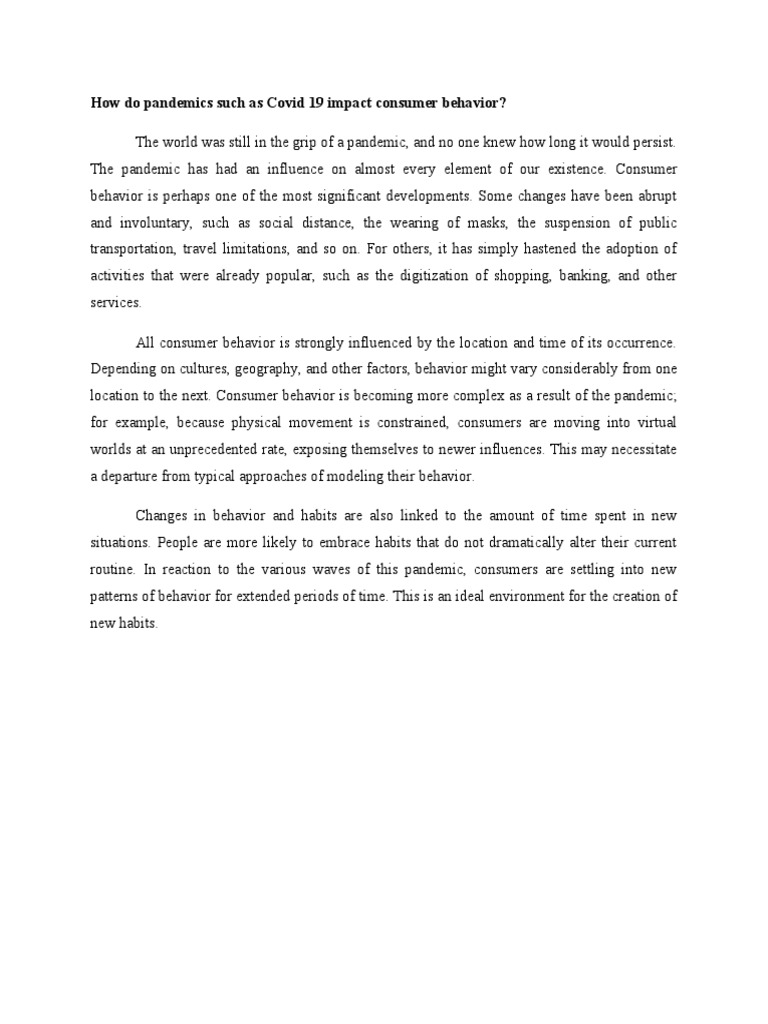 Impact of Covid 19 Consumer Behavior | PDF