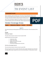 Booth Event List: Vendor Coverage Areas