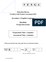Secondary 3 English Language Speaking Group Interaction: Education Bureau Territory-Wide System Assessment 2019