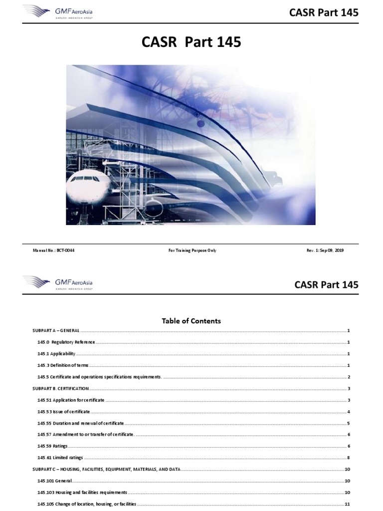 CASR Part 145 Overview for Indonesia | PDF | Pressure Measurement