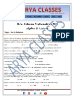 M.Sc. Entrance Mathematics - 2021 Algebra & Analysis Assignment - 3