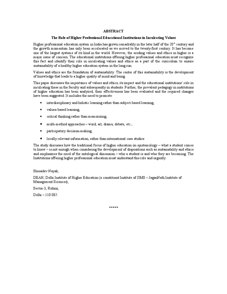 Abstract - The Role of Higher Professional Educational Institutions in ...