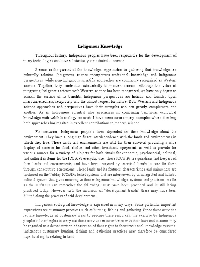 Indigenous Pdf Science Traditional Knowledge
