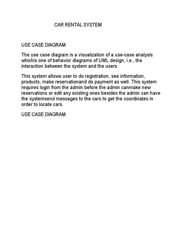 Car Rental System UML Diagrams Overview | PDF | Business