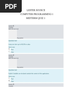 Lester Source Computer Programming 1 Midterm Quiz 1: Question Text