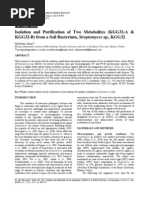 Download Isolation and Purification of Two Metabolites from a Soil Bacterium Streptomyces sp KGG32 by oskay SN53412944 doc pdf