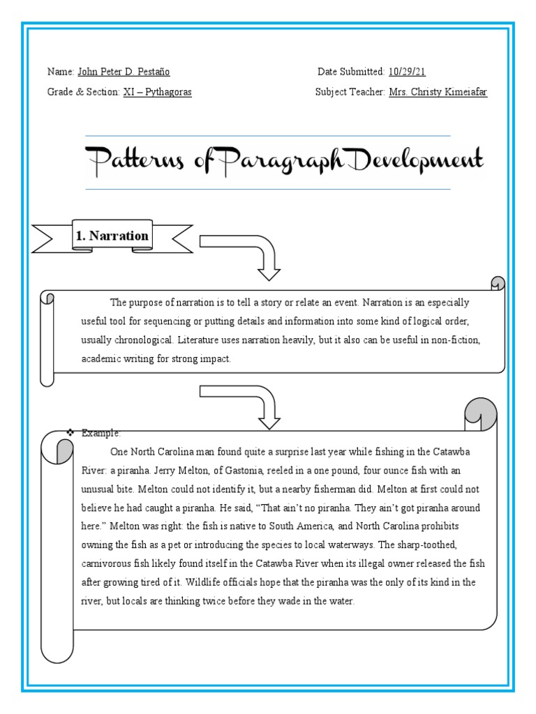 Patterns of Paragraph Development | PDF | Fish