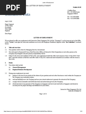 Letter of Employment