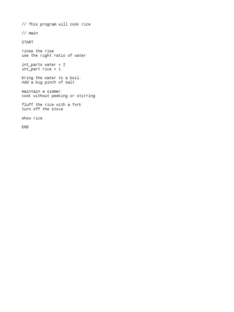 Cooking Rice Pseudocode PDF