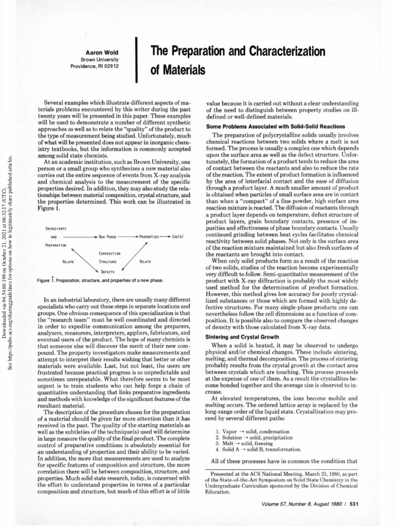 The Preparation and of Materials: Characterization | PDF | Crystal | X ...