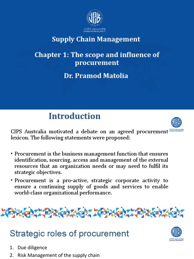Supply Chain Management Chapter 1 The Scope And Influence Of