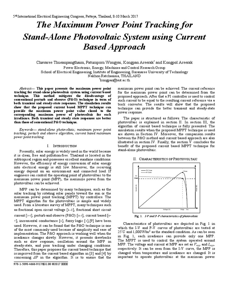 The Maximum Power Point Tracking For Stand-Alone Photovoltaic System ...