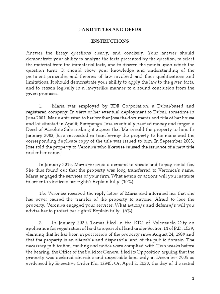 Land Title and Deed Legal Analysis | PDF | Property | Land Lot