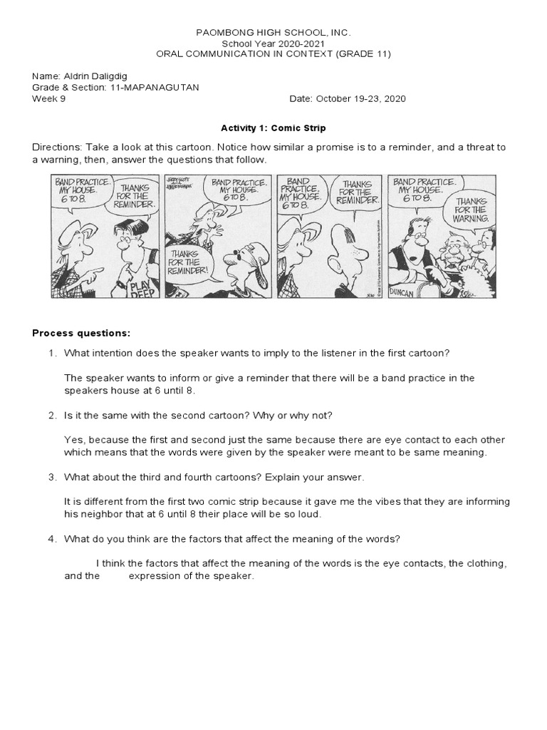 Comic Strip | PDF | Games & Activities