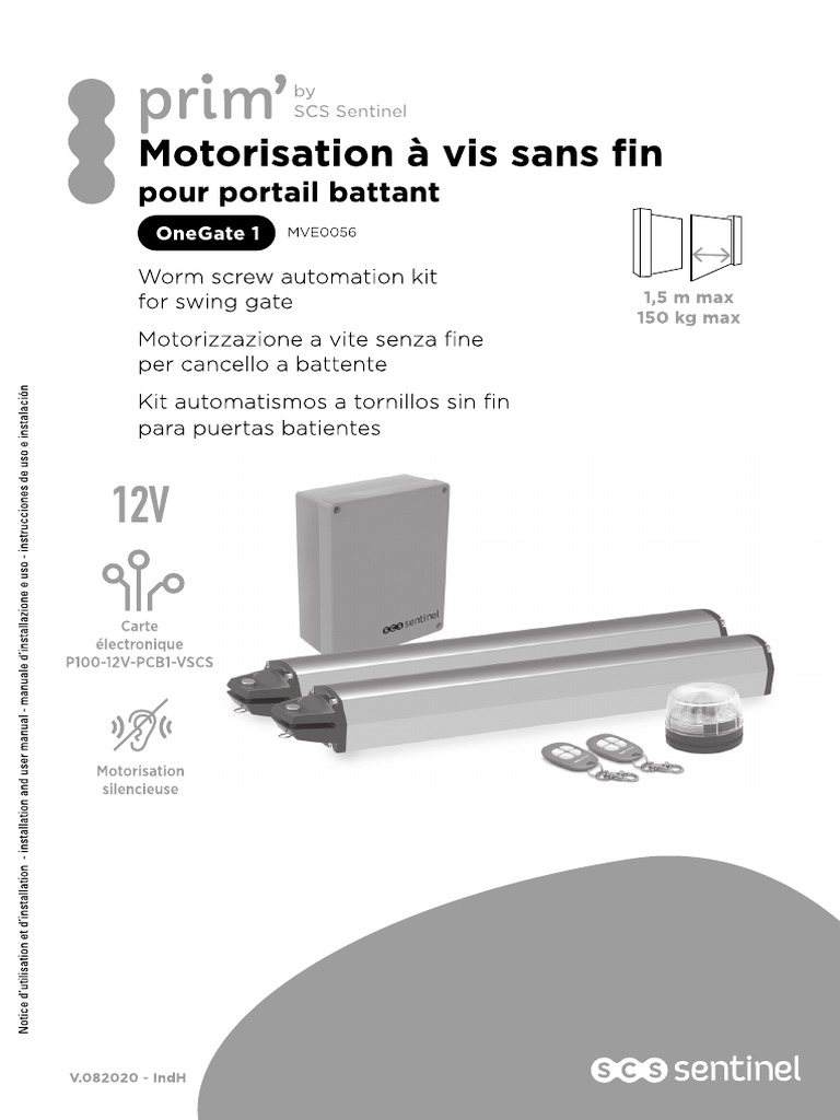 Motorisation Portail Vis Sans Fin Onegate 1-Manual-6502 - fr ...