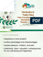 Introduction To Public Policy: Policy Formulation and Program Administration (PA123) Semester 1, 2021-2022