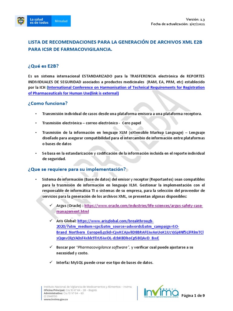 Recomendaciones para Archivos XML E2B | PDF | Xml | Lenguaje de ...