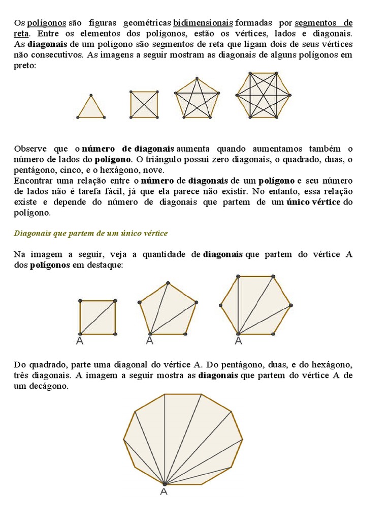 Diagonais em Polígonos: Cálculos e Exemplos | PDF | Vértice (Geometria ...