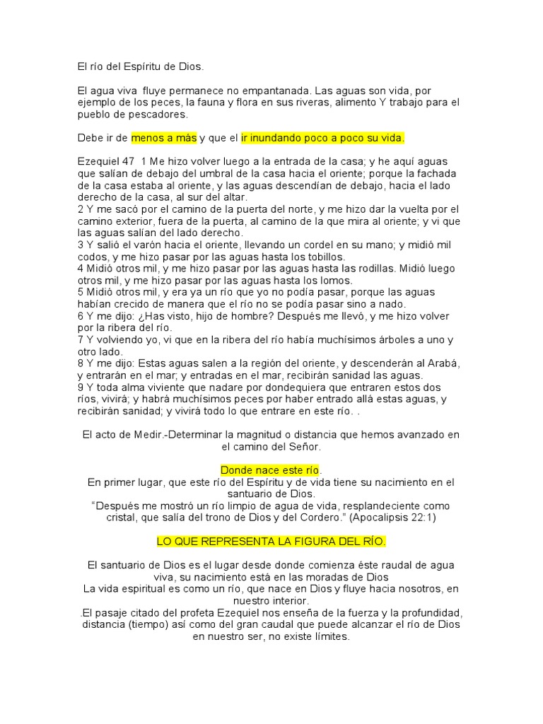 El río del Espíritu en Ezequiel 47 | PDF | Oración | Río