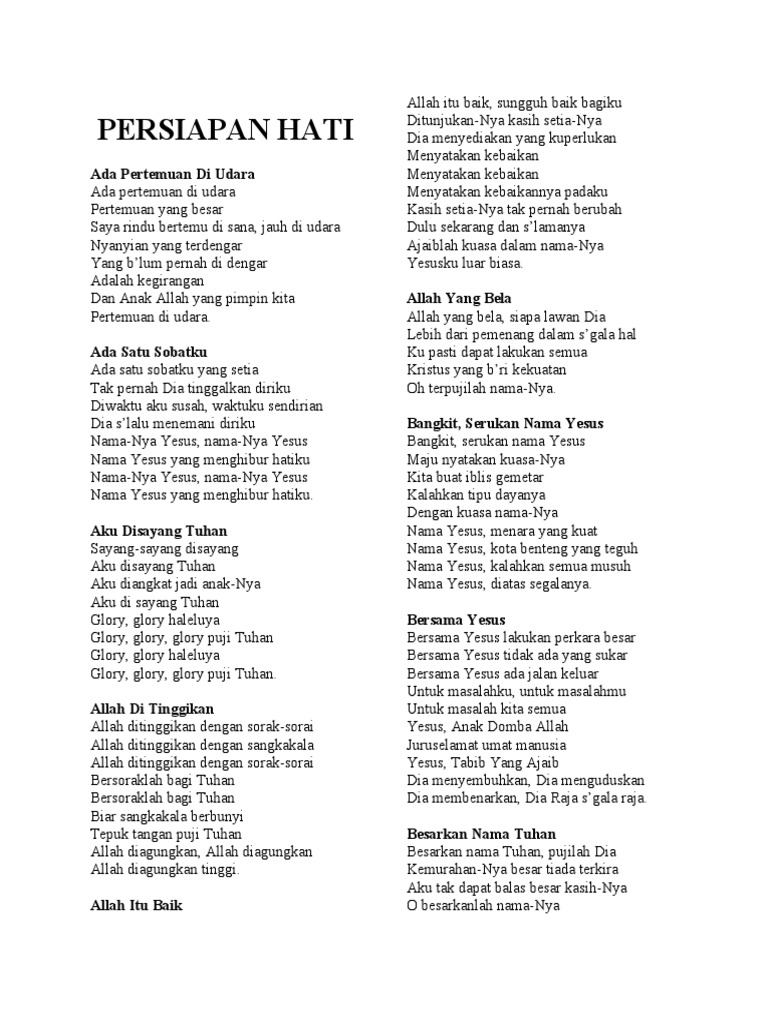 Kumpulan Lirik Lagu Rohani Pdf