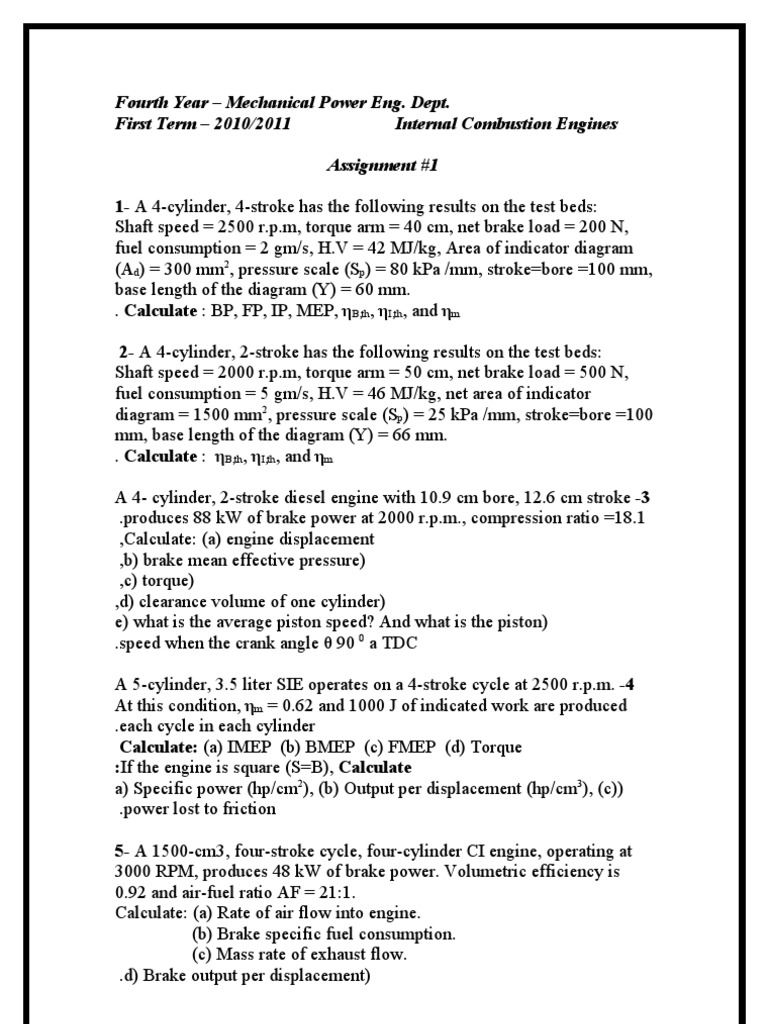 Diesel Engine Performance Calculations | PDF | Internal Combustion ...