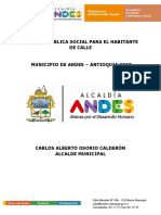 Política pública social para habitantes de calle en Andes