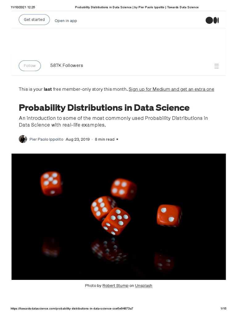 Probability Distributions in Data Science - Towards Data Science | PDF ...