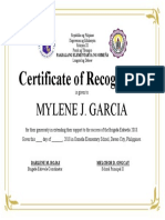 Certificate of Recognition for Brigada Eskwela Support
