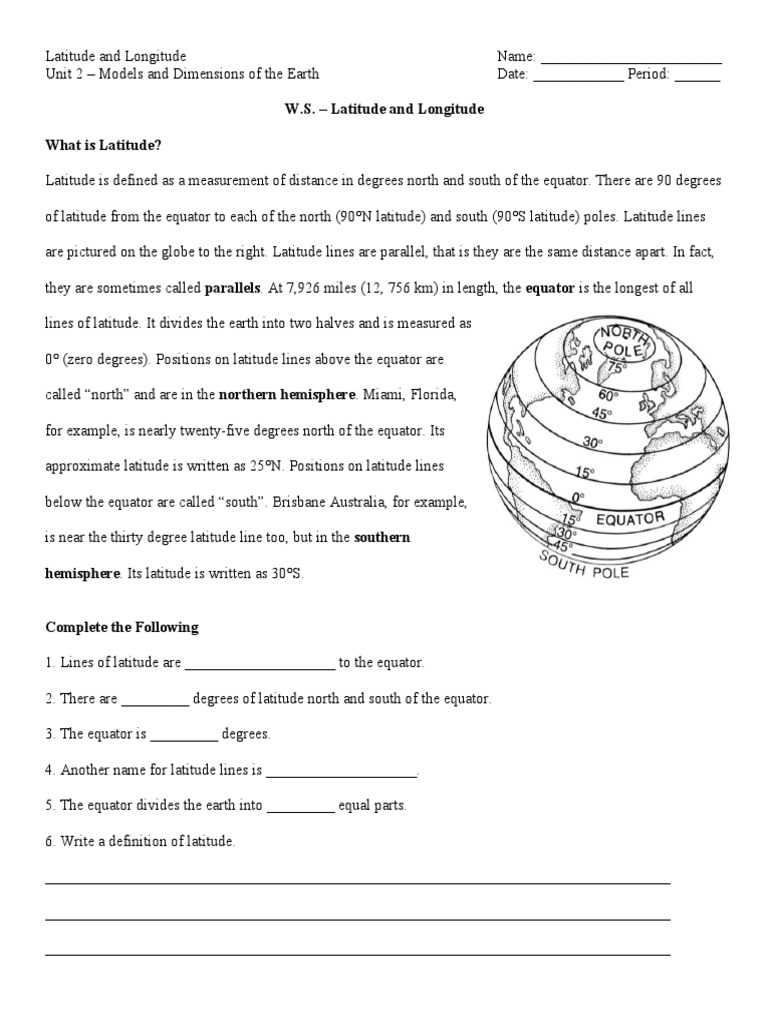 Latitude and Longitude Worksheet Packet | PDF | Longitude | Latitude for Free Printable Longitude And Latitude Worksheets