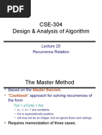 CSE-304 Design & Analysis of Algorithm: Recurrence Relation