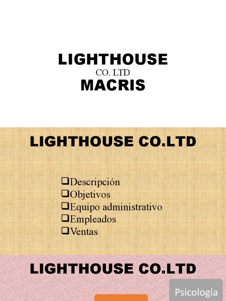 Análisis de Lighthouse Co. Ltd: Estructura y Productos | PDF