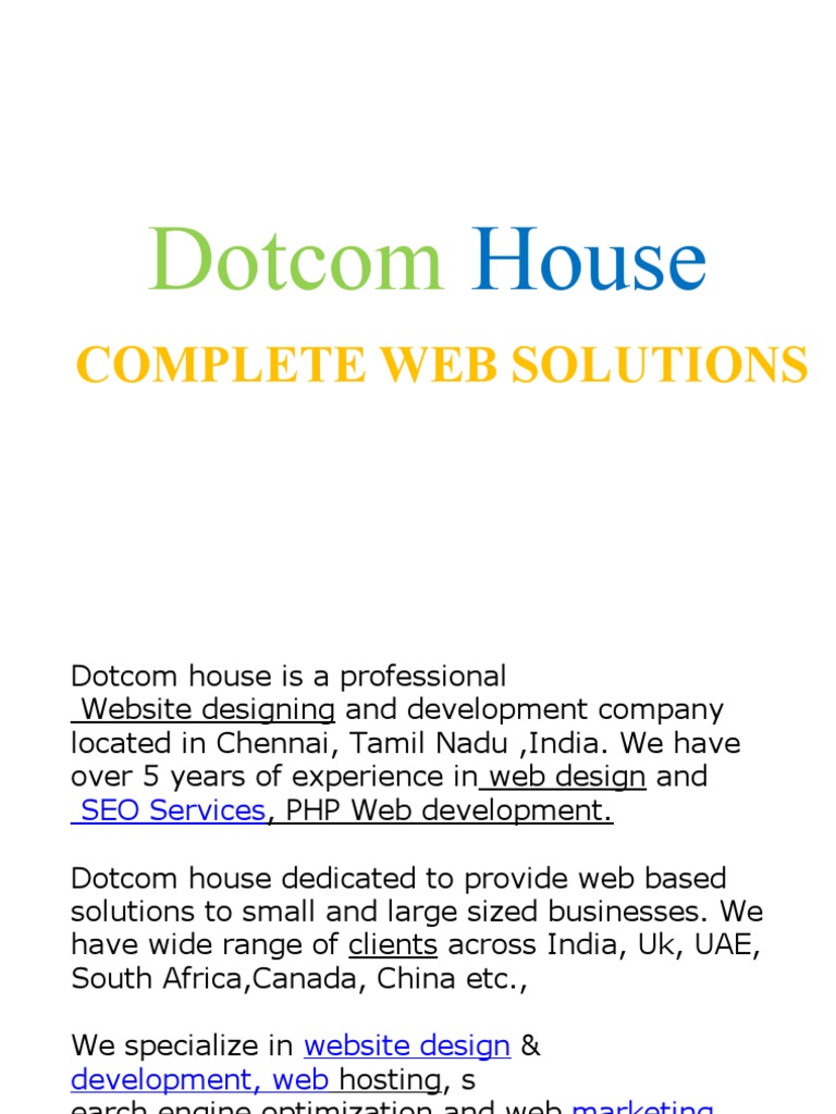 Comprehensive Web Solutions by Dotcom | PDF | Web Design | World Wide Web