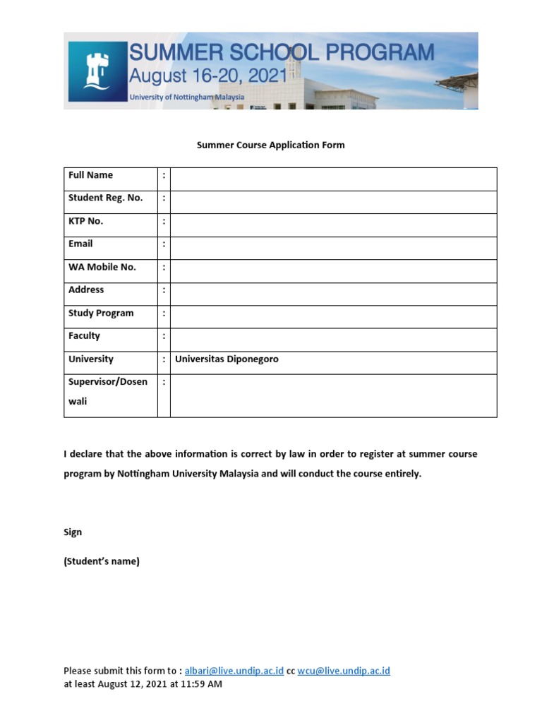 Pendaftaran Summer Course Undip 2021 | PDF