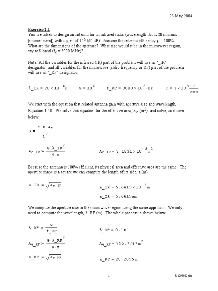 Toomay Radar Principles For NonSpecialist Chapter 2 Exercise Solutions