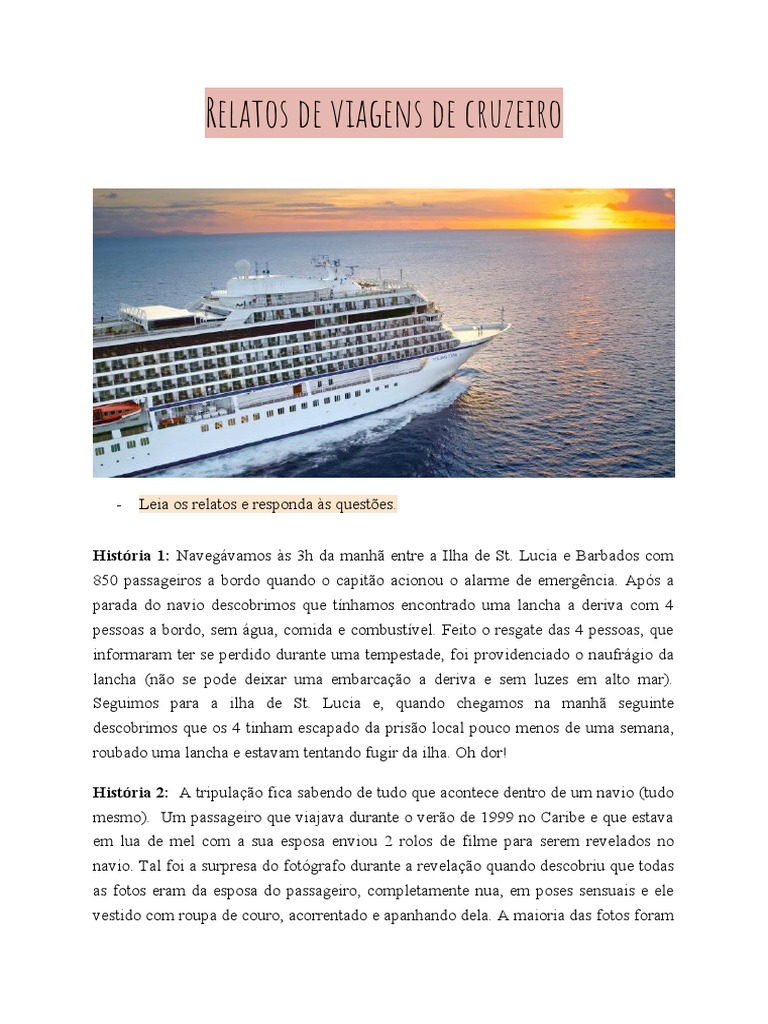 Relatos de Viagens de Cruzeiro | PDF