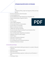 Detailed Design and Engineering Deliverable List (Sample)