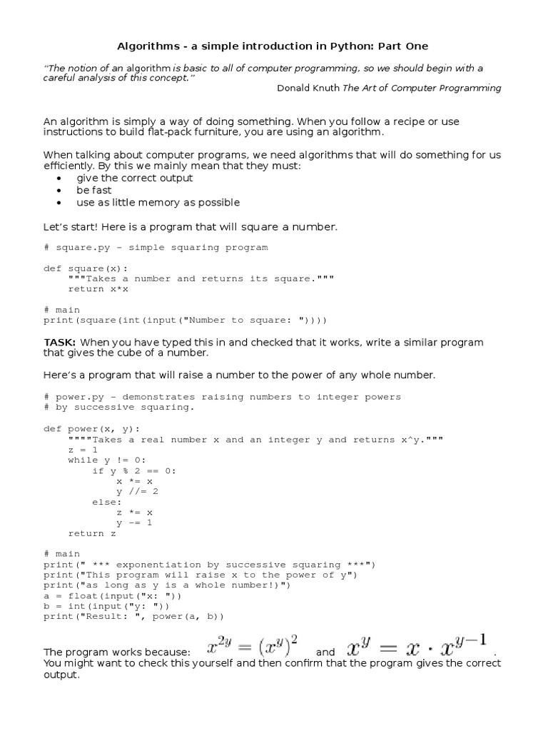 Algorithms - A Simple Introduction in Python: Part One: Will Square A ...