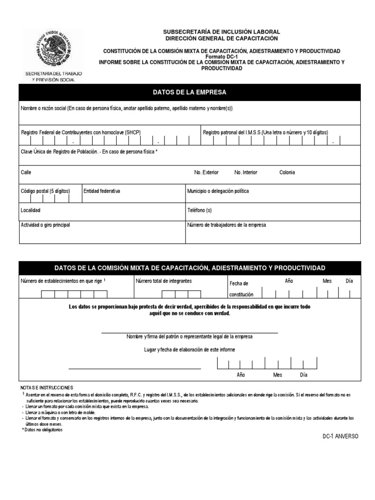 Formatos DC1, DC2, DC3, DC4 y DC5 | Descargar gratis PDF | Economias